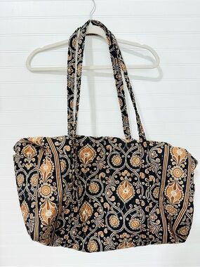 Vera Bradley Black and Tan Paisley Quilted Duffle